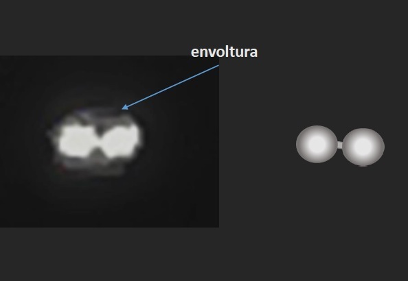 Credit photo/COURTESY CEFAA La vidéo représente deux lumières circulaires blanches connectées ou des points chauds, libérant beaucoup de chaleur (à gauche). Cette image faisait partie d'une analyse réalisée par l'astrophysicien Luis Barrera. «Envoltura» signifie «enveloppe».